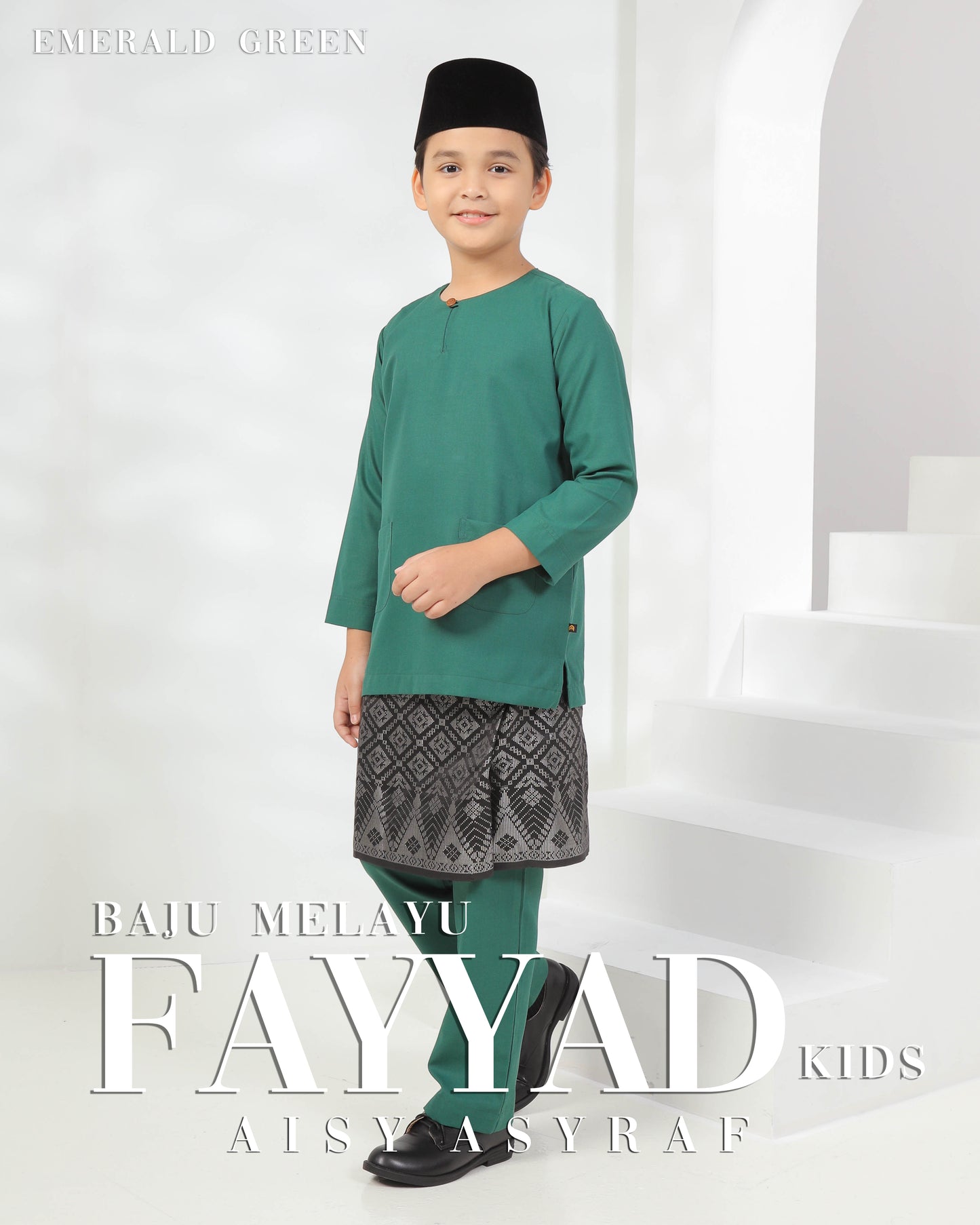 Baju Melayu Fayyad Kids - Emerald Green