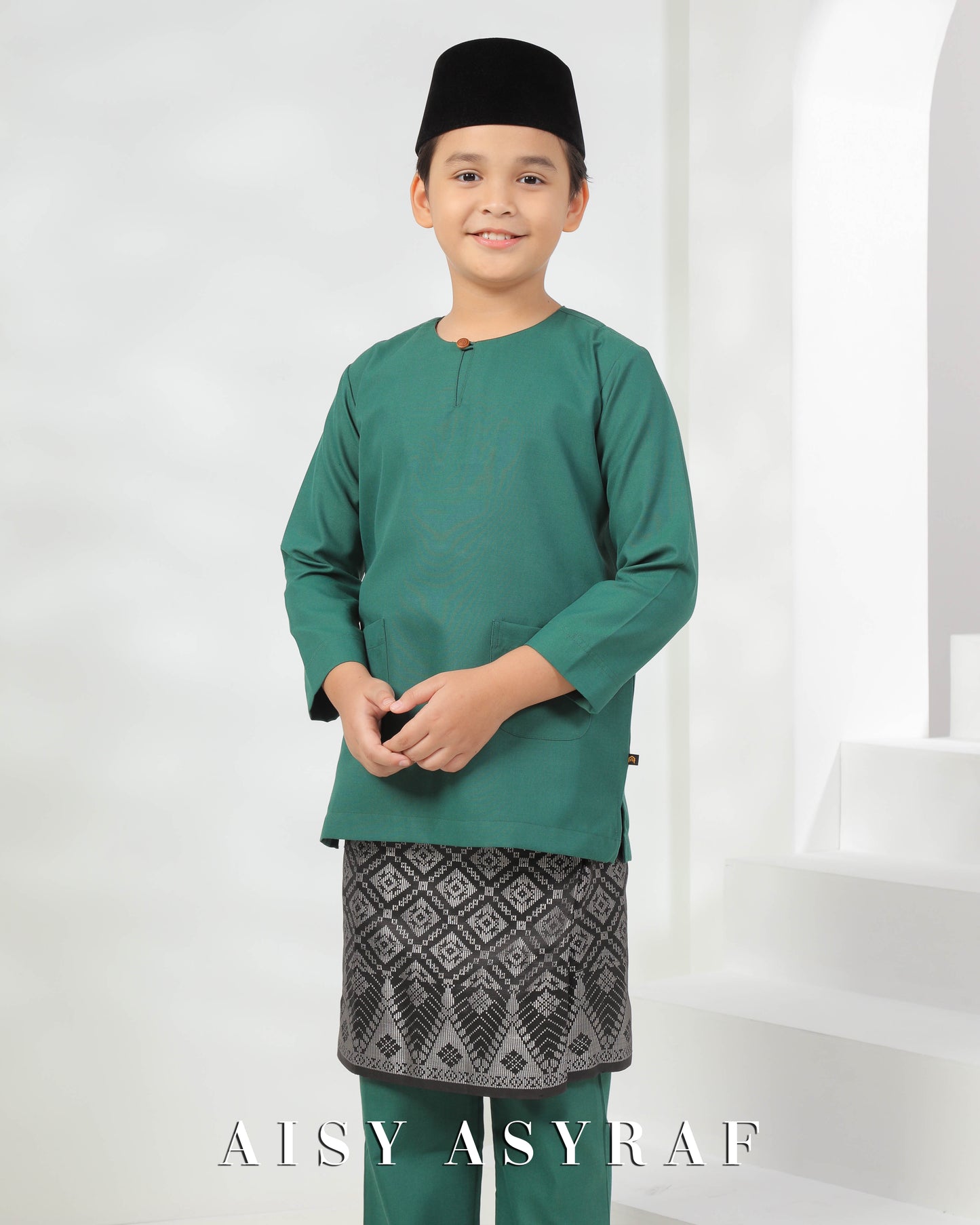 Baju Melayu Fayyad Kids - Emerald Green