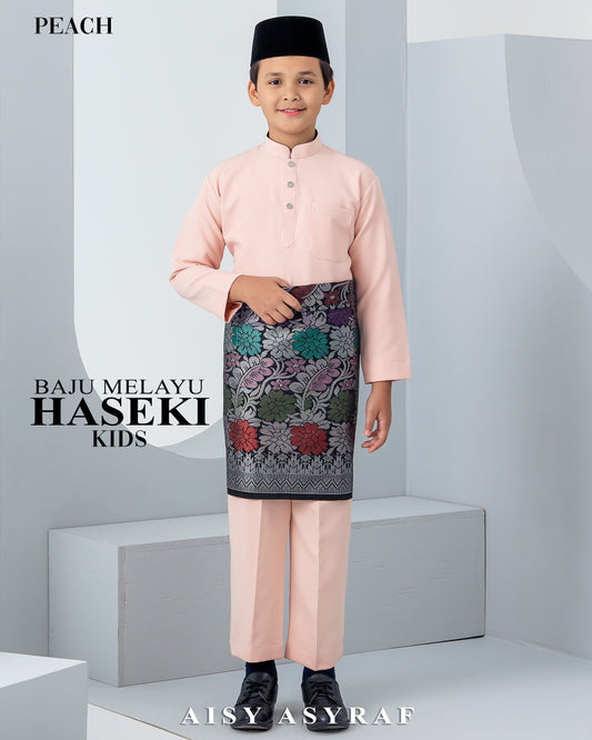 Baju Melayu Haseki Kids - Peach