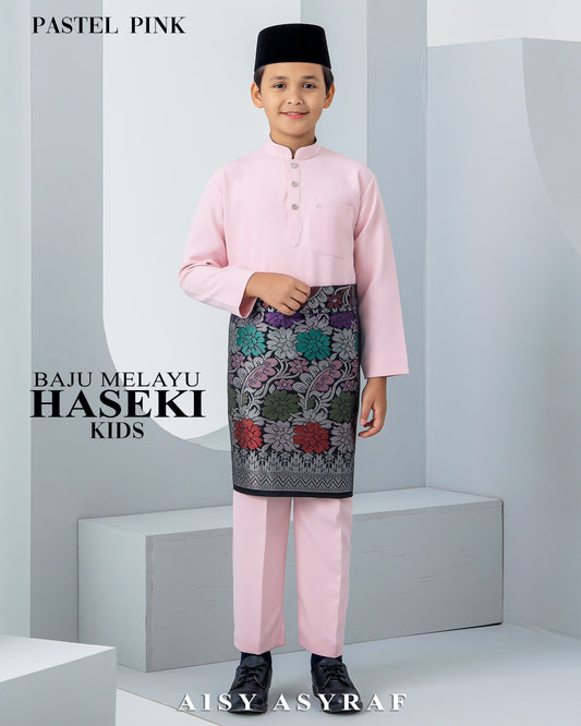 Baju Melayu Haseki Kids - Pastel Pink