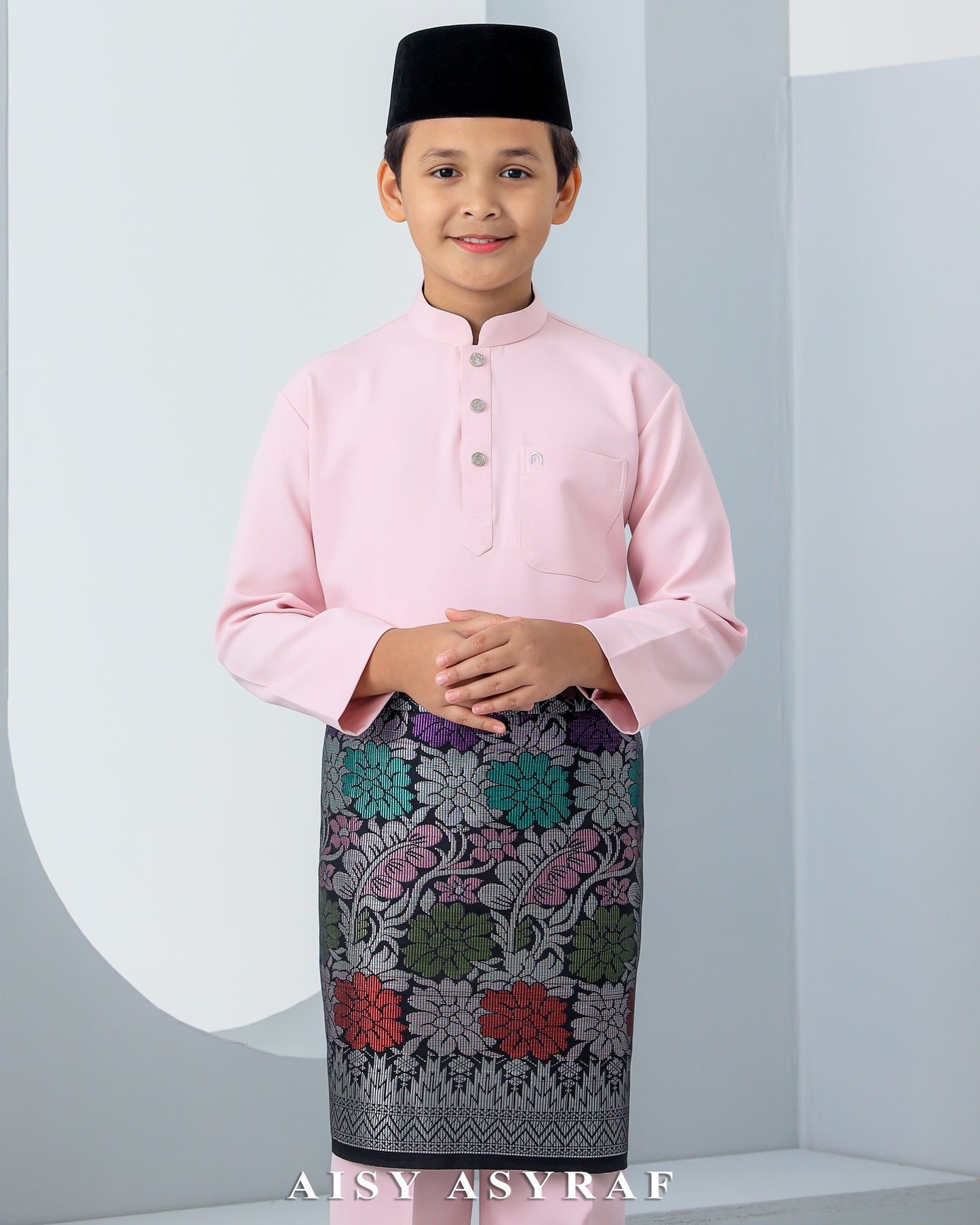 Baju Melayu Haseki Kids - Pastel Pink