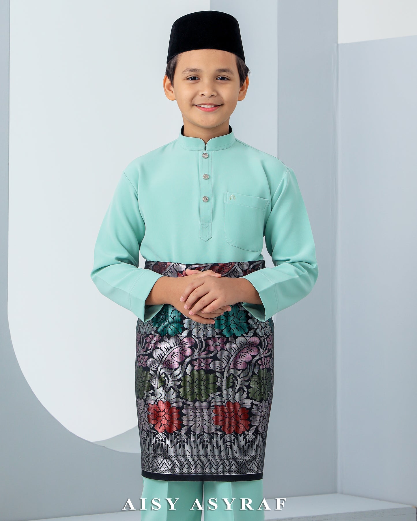 Baju Melayu Haseki Kids - Pastel Mint