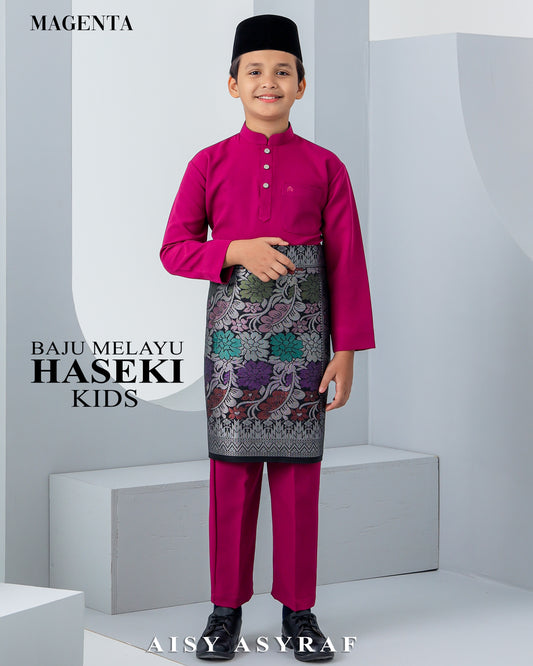 Baju Melayu Haseki Kids - Magenta