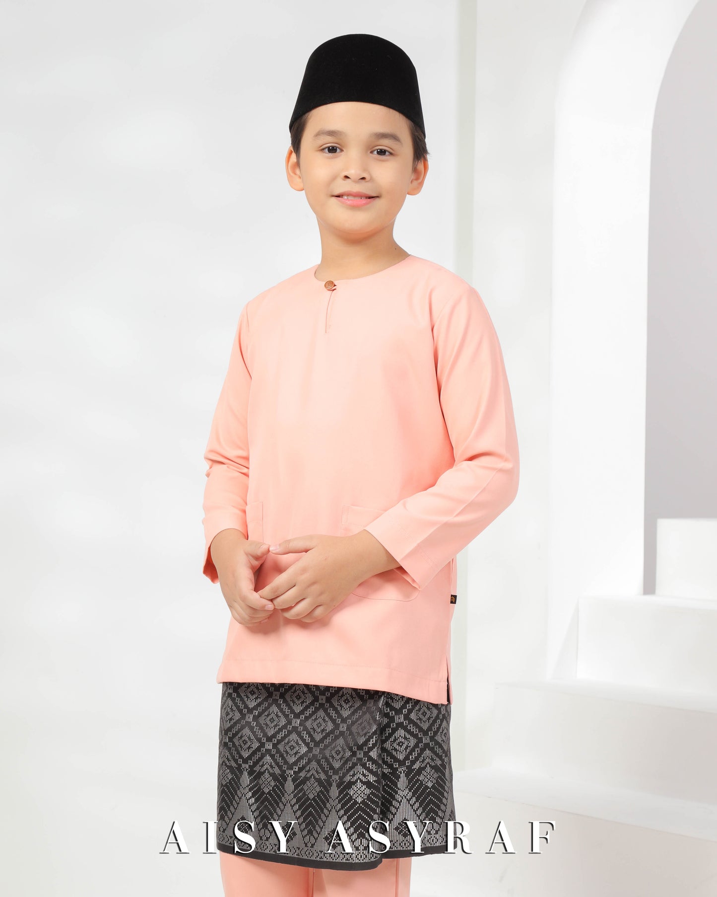 Baju Melayu Fayyad Kids - Peach