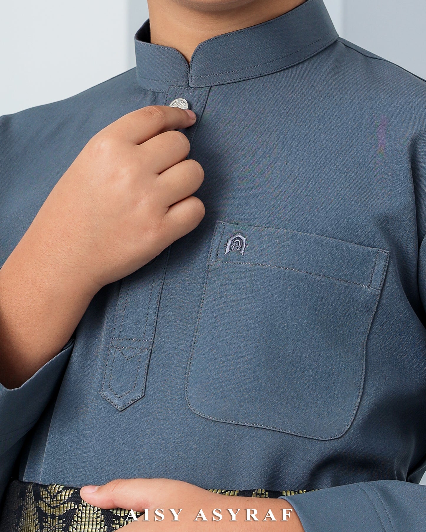 Baju Melayu Haseki Kids - Dark Grey