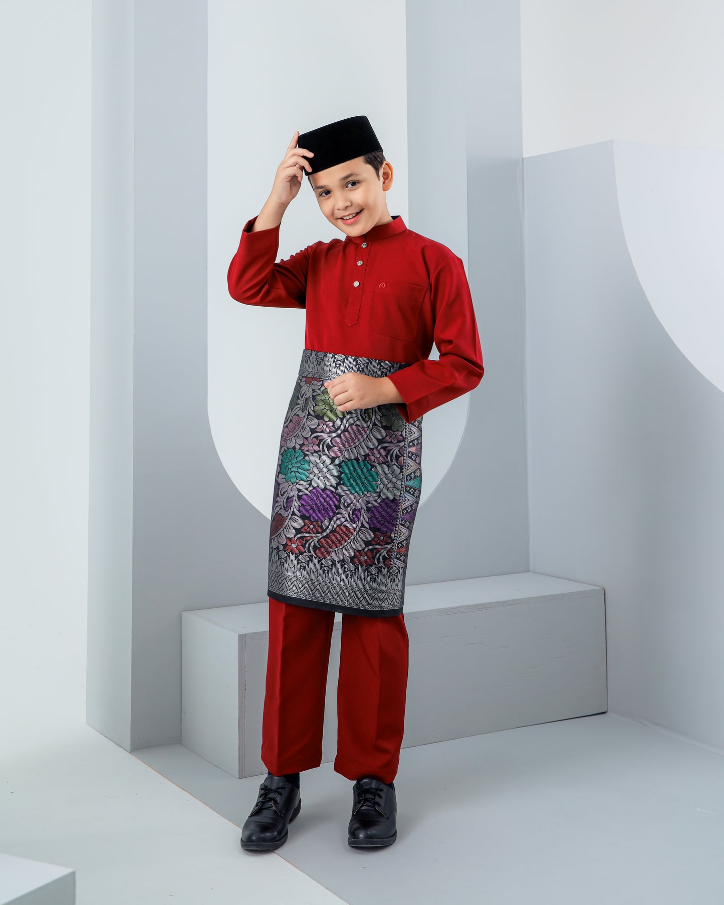 Baju Melayu Haseki Kids - Maroon