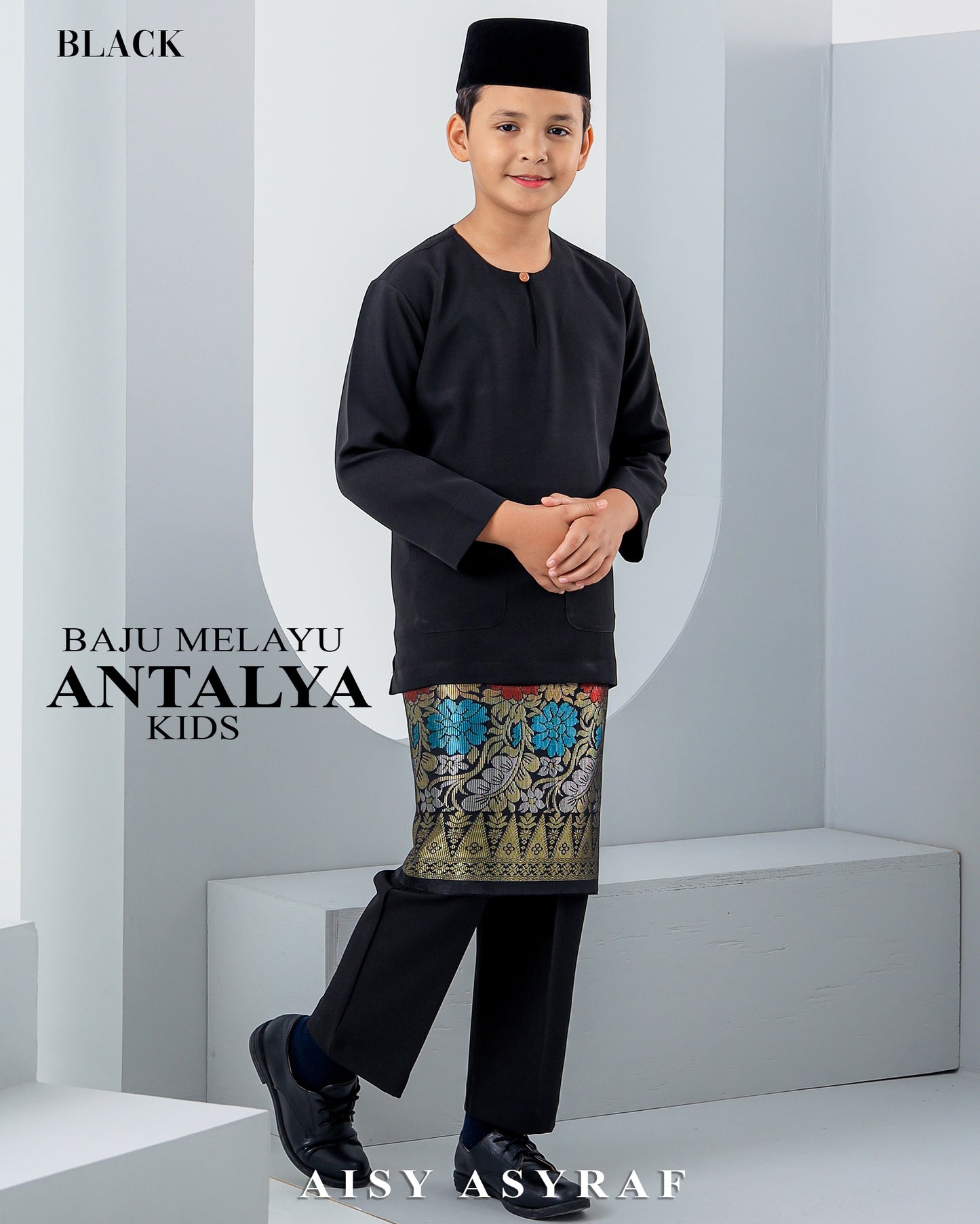 Baju Melayu Antalya Kids - Black