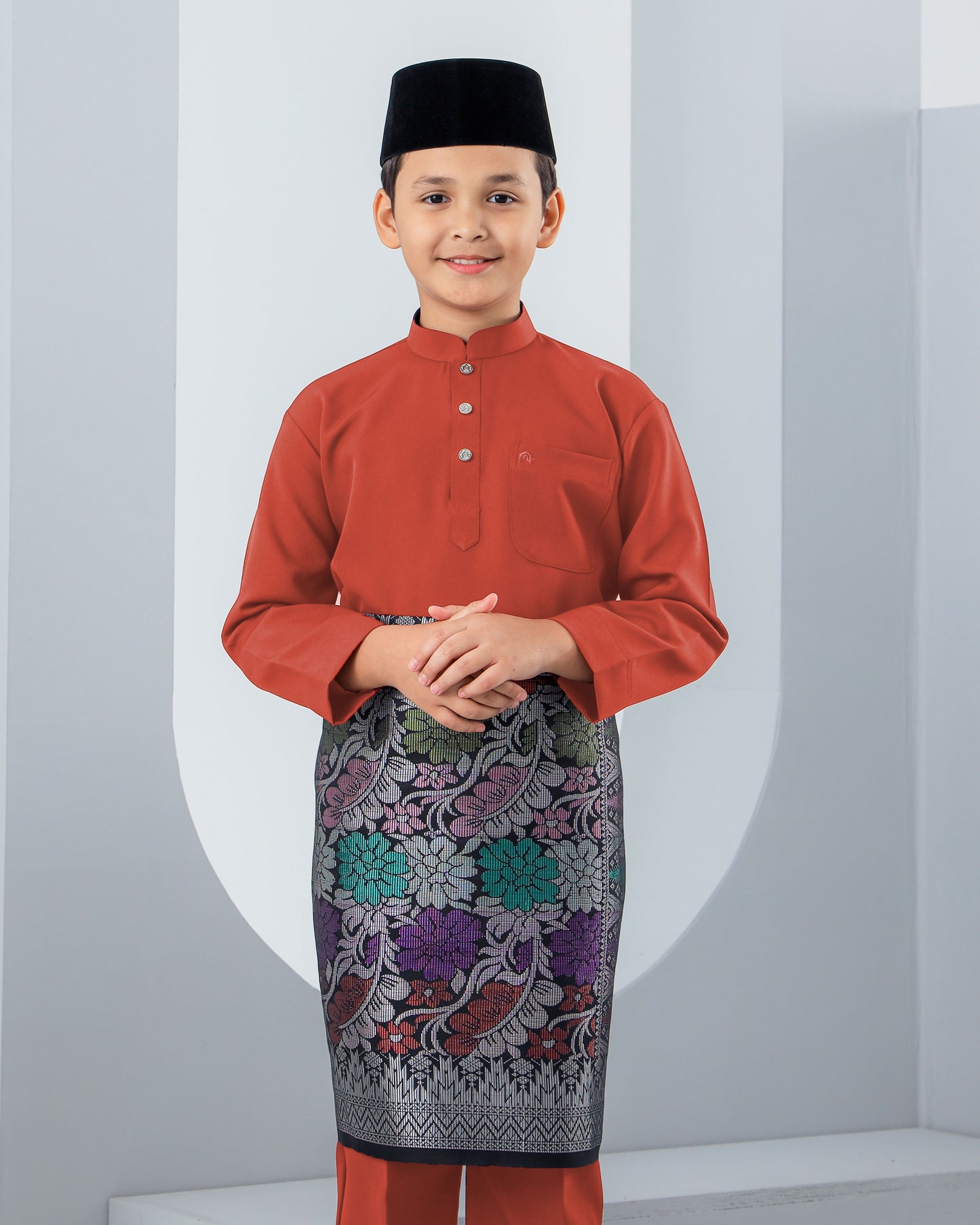 Baju Melayu Haseki Kids - Brick Orange