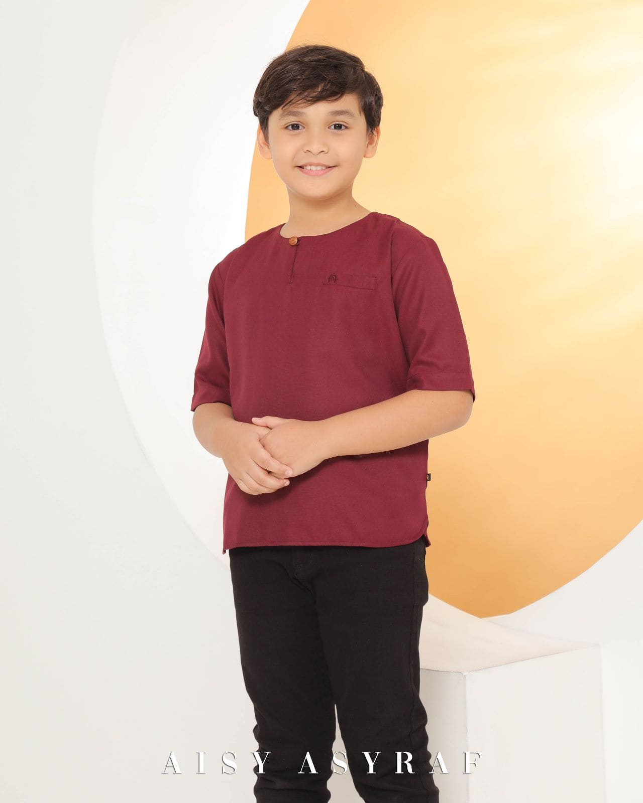 Kurta Zayne Kids Dark Maroon – Aisy Asyraf Thailand