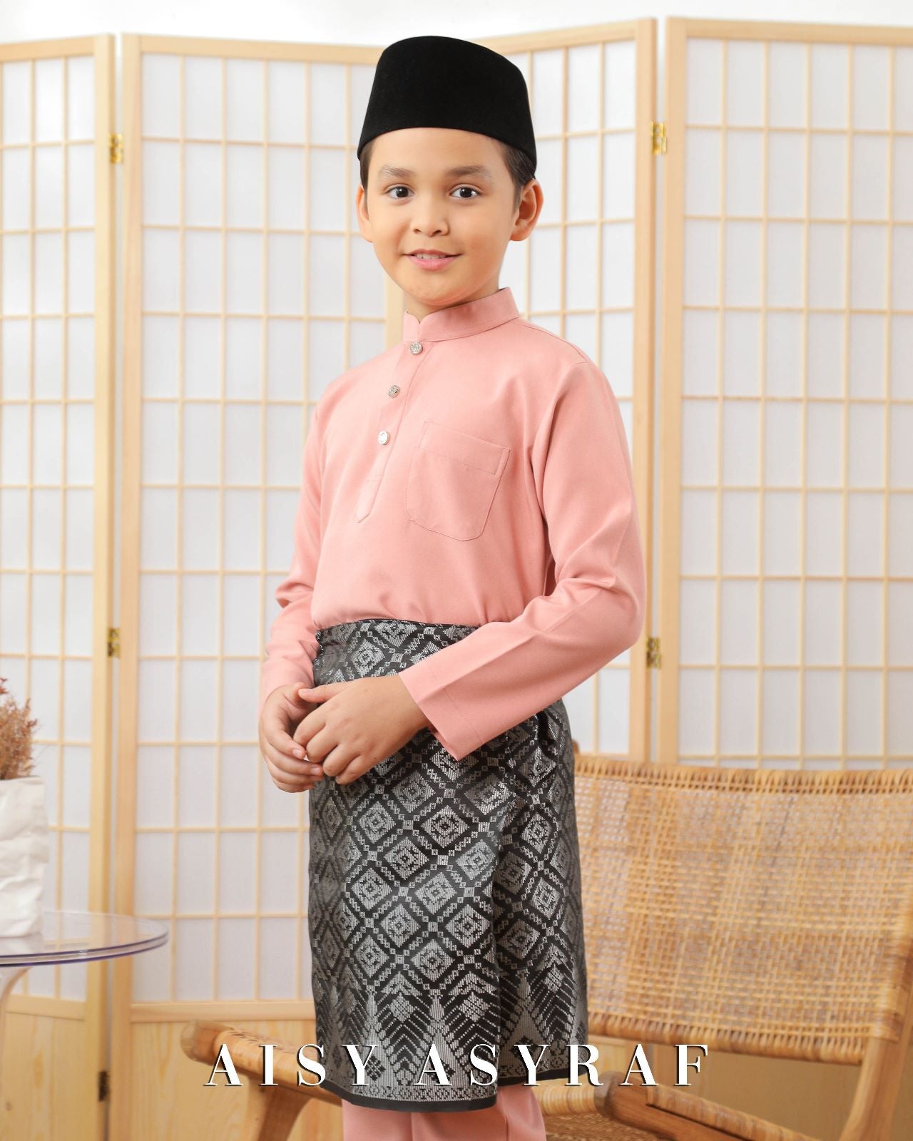 Baju Melayu Zaidan Kids - Peach