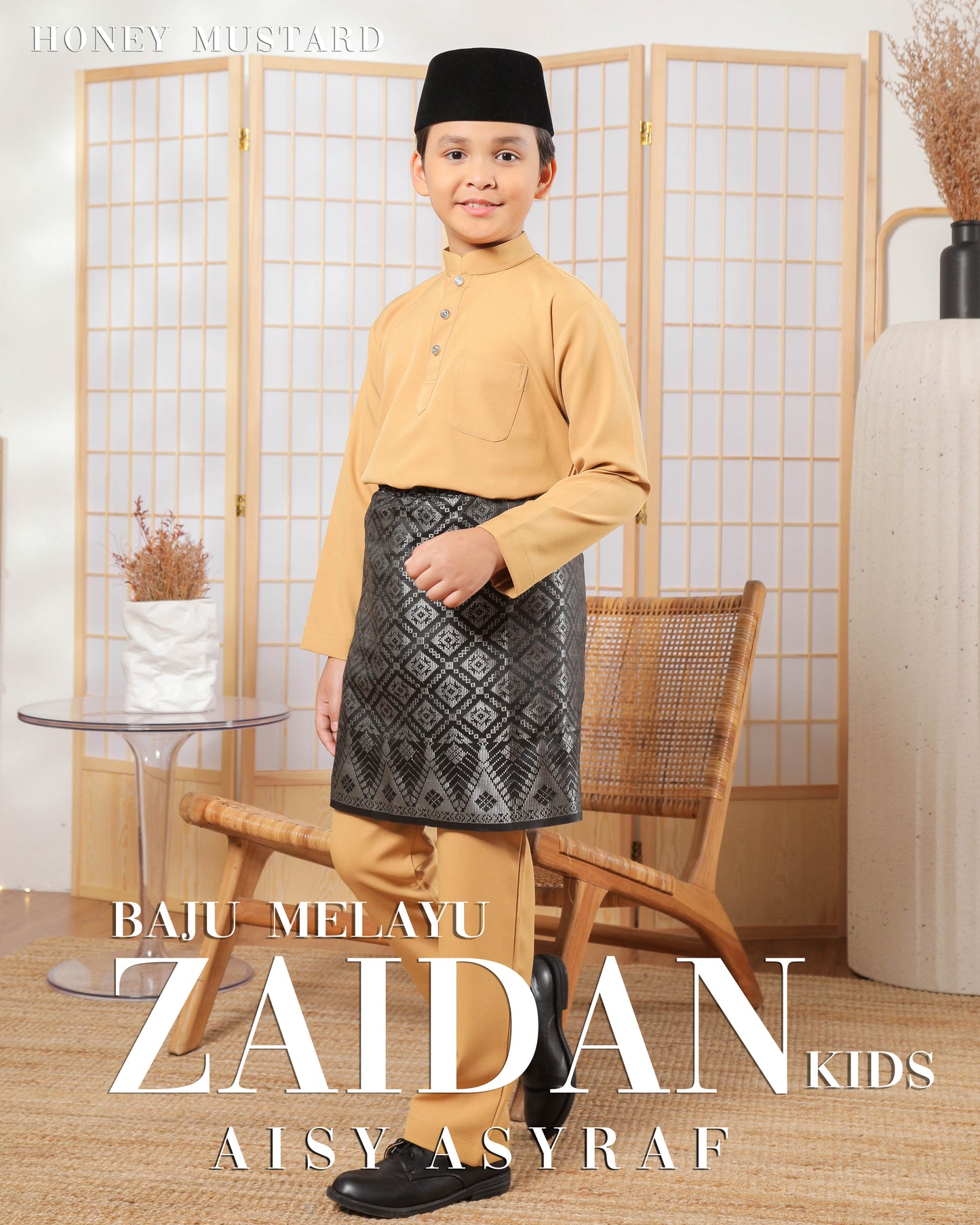 Baju Melayu Zaidan Kids - Honey Mustard