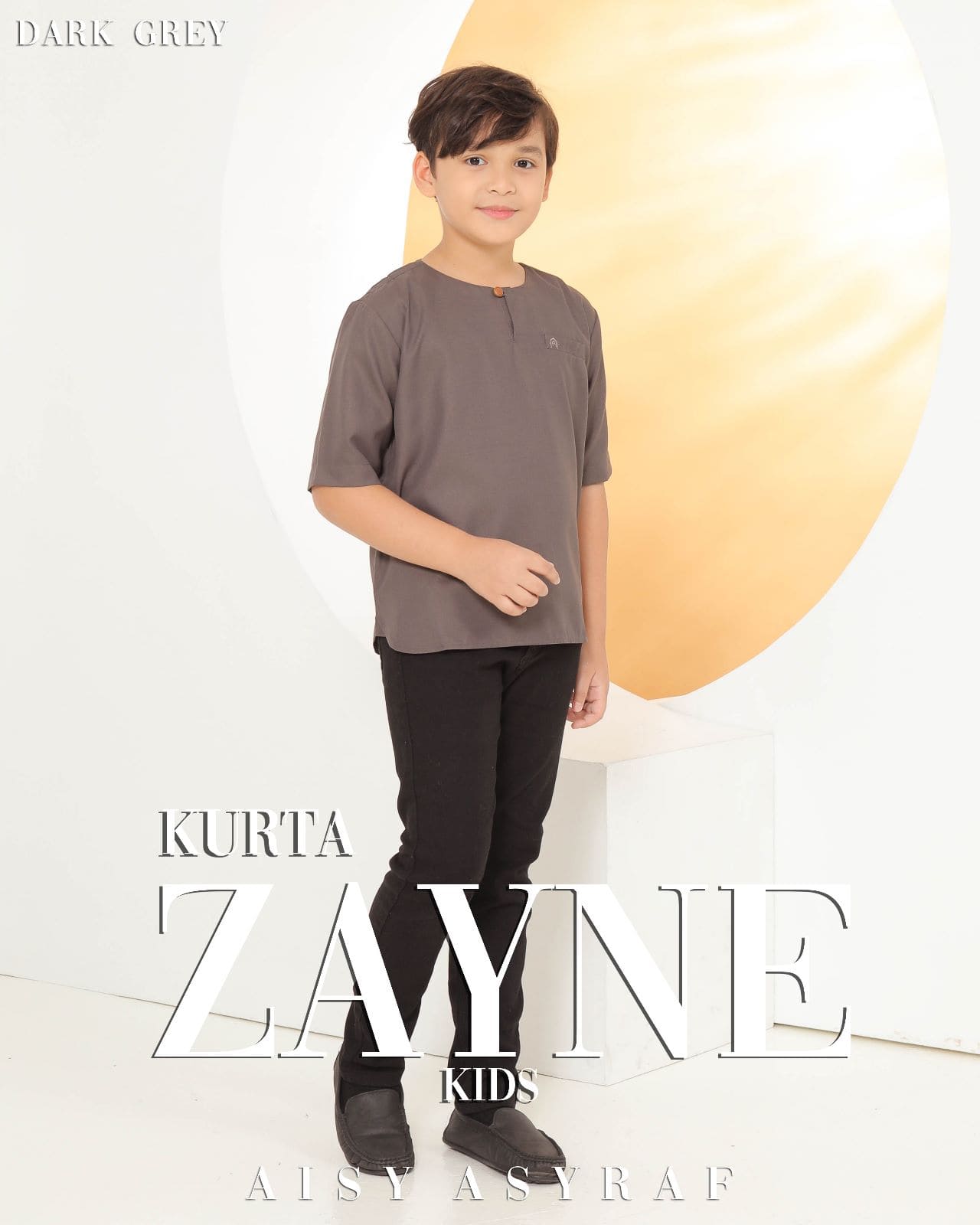 Kurta Zayne Kids Dark Grey – Aisy Asyraf Thailand