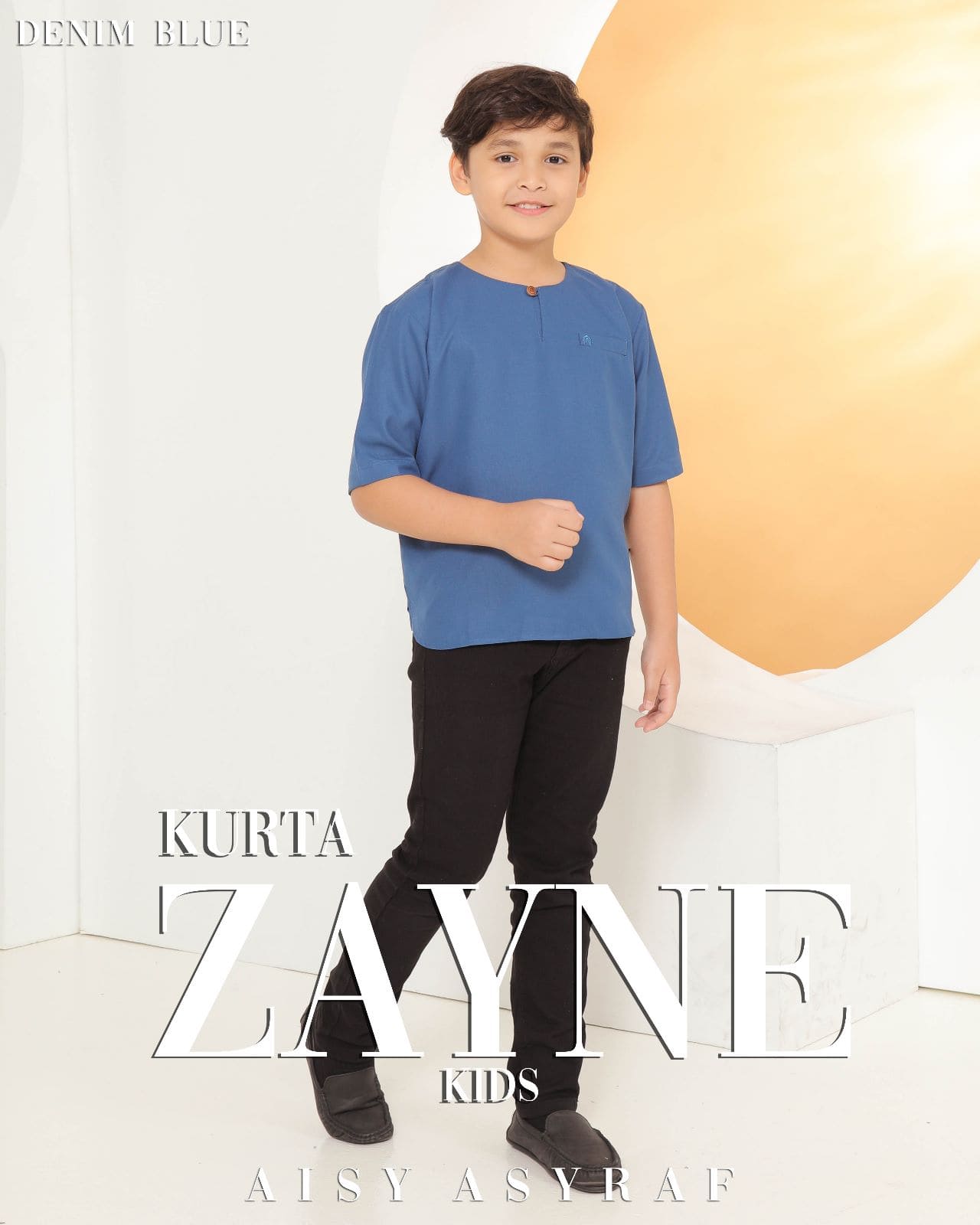 Kurta Zayne Kids Denim Blue – Aisy Asyraf Thailand