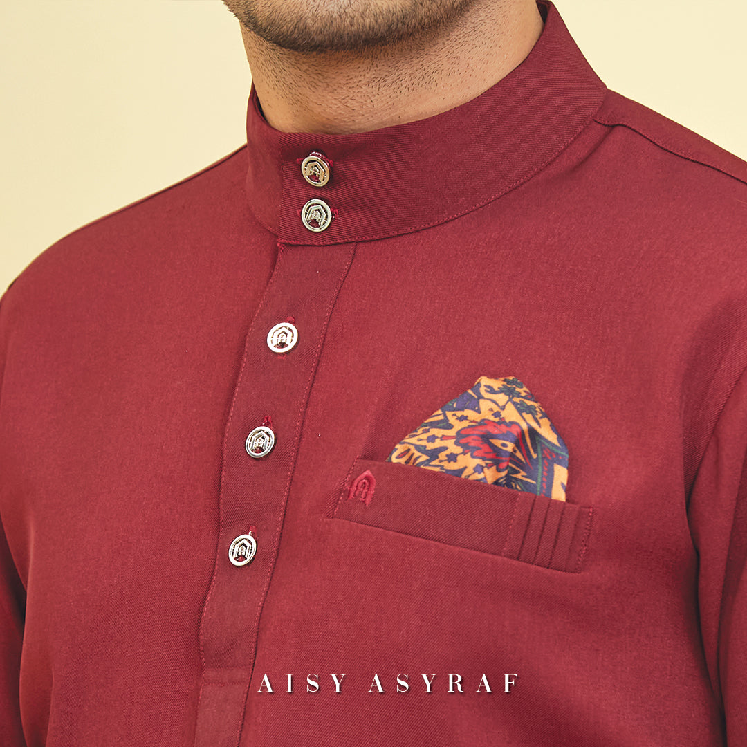 Baju Melayu Tilka - Dark Maroon