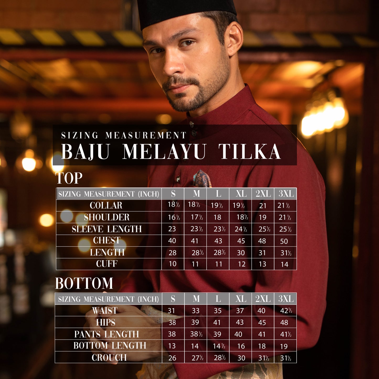 Baju Melayu Tilka - Dark Maroon